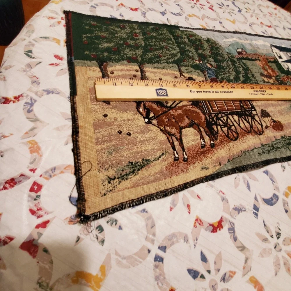 Vintage Woven Tapestry Country Scene 34
